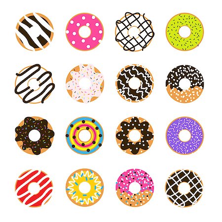 donut hole - Donut vector set isolated on white. Doughnut glazed collection. Sweet bakery sugar food. Stock Photo - Budget Royalty-Free & Subscription, Code: 400-09001912