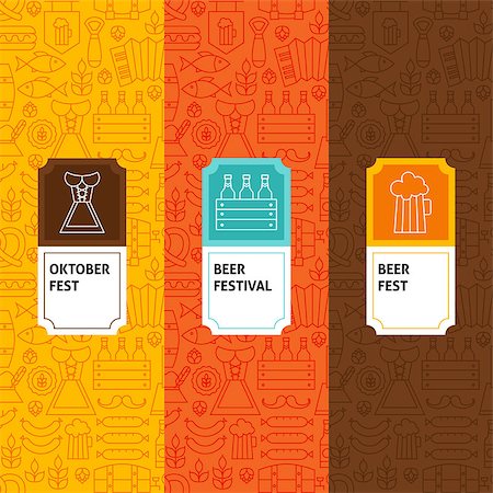 Line Oktoberfest Patterns Set. Vector Illustration of Logo Design. Template for Packaging with Labels. Photographie de stock - Aubaine LD & Abonnement, Code: 400-09001941