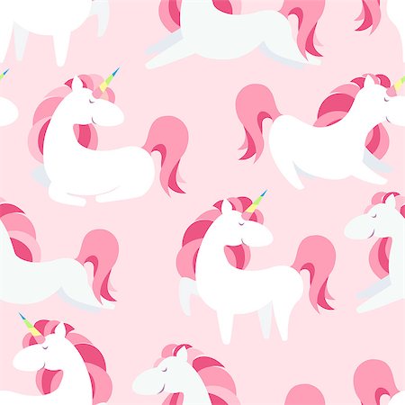 Magic Unicorn with rainbow horn seamless pink pattern. Modern fairytale endless textures, magical repeating backgrounds. Cute baby backdrops. Vector illustration Foto de stock - Royalty-Free Super Valor e Assinatura, Número: 400-09001990