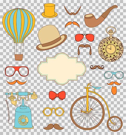 simsearch:400-06695587,k - Set of colorful retro elements on transparent background for your design. Vector illustration. Stock Photo - Budget Royalty-Free & Subscription, Code: 400-09002014