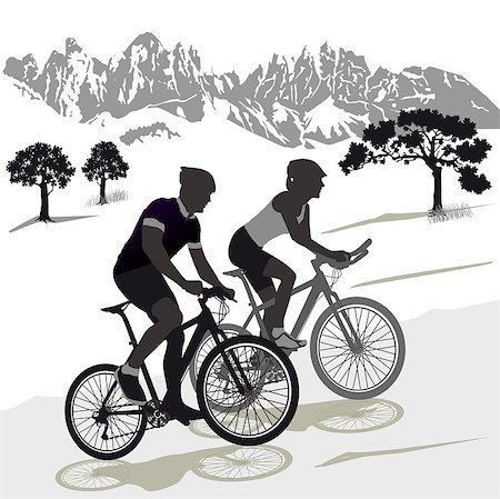 A couple on the Mountainbike Illustration Foto de stock - Super Valor sin royalties y Suscripción, Código: 400-09002107