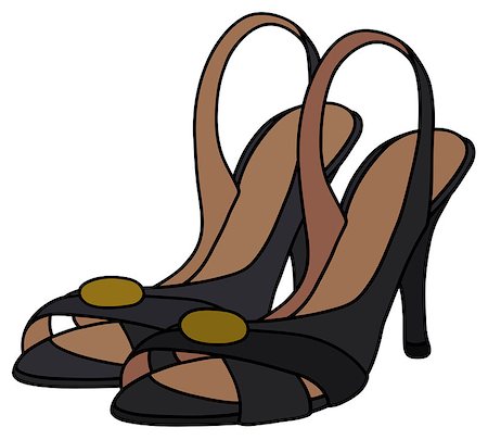 foot feet girl to sandal - Hand drawing of black tape sandals on high heel Stock Photo - Budget Royalty-Free & Subscription, Code: 400-09002207