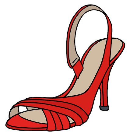 foot feet girl to sandal - Hand drawing of a red tape sandal on high heel Stock Photo - Budget Royalty-Free & Subscription, Code: 400-09002208
