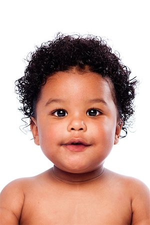 Face of beautiful cute baby toddler with curly hair. Foto de stock - Super Valor sin royalties y Suscripción, Código: 400-09019605