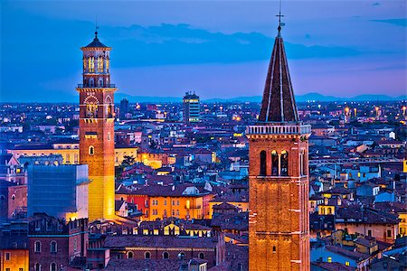 simsearch:400-09019711,k - Verona towers and rooftops evening view, tourist destination in Veneto region of Italy Stock Photo - Budget Royalty-Free & Subscription, Code: 400-09019601