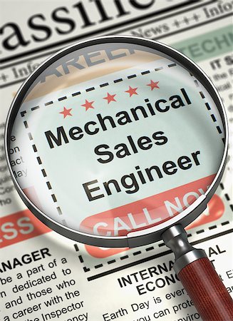 sales training - Mechanical Sales Engineer. Newspaper with the Small Advertising. Column in the Newspaper with the Searching Job of Mechanical Sales Engineer. Job Search Concept. Selective focus. 3D Render. Stock Photo - Budget Royalty-Free & Subscription, Code: 400-09010047