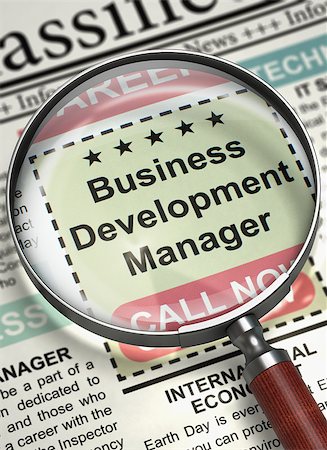 sales training - Column in the Newspaper with the Jobs Section Vacancy of Business Development Manager. Business Development Manager. Newspaper with the Jobs. Hiring Concept. Selective focus. 3D. Stock Photo - Budget Royalty-Free & Subscription, Code: 400-09010191