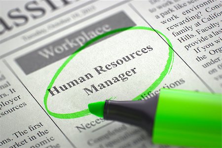 simsearch:400-06556699,k - Human Resources Manager - Classified Advertisement of Hiring in Newspaper, Circled with a Green Marker. Blurred Image. Selective focus. Job Search Concept. 3D Rendering. Foto de stock - Royalty-Free Super Valor e Assinatura, Número: 400-09010203