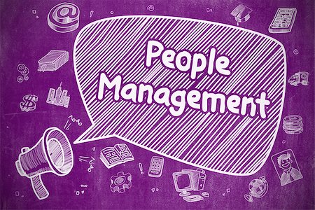 simsearch:400-07819447,k - Business Concept. Megaphone with Inscription People Management. Hand Drawn Illustration on Purple Chalkboard. Stock Photo - Budget Royalty-Free & Subscription, Code: 400-09010242