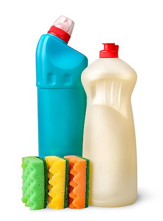 simsearch:600-02231865,k - Sponges and detergent isolated on white background Photographie de stock - Aubaine LD & Abonnement, Code: 400-09010617