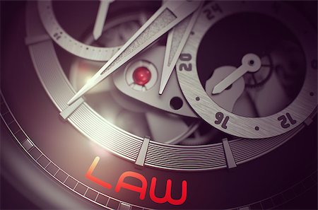 simsearch:400-05358699,k - Fashion Wristwatch Machinery Macro Detail with Inscription Law. Law on the Automatic Wristwatch, Chronograph Up Close. Business and Work Concept with Glowing Light Effect. 3D Rendering. Photographie de stock - Aubaine LD & Abonnement, Code: 400-09010630