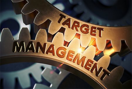 simsearch:400-07830623,k - Target Management - Industrial Illustration with Glow Effect and Lens Flare. Target Management on the Mechanism of Golden Gears with Glow Effect. 3D Rendering. Fotografie stock - Microstock e Abbonamento, Codice: 400-09010714