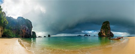 simsearch:400-09010474,k - Panoramic view of the sea and Phra Nang beach in inclement weather Stockbilder - Microstock & Abonnement, Bildnummer: 400-09010731