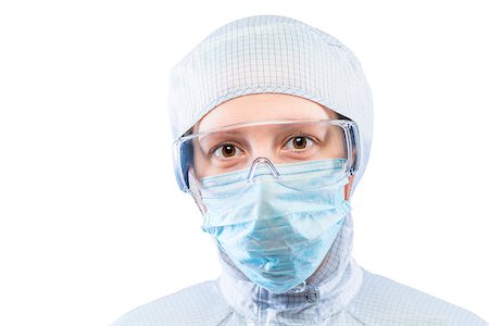 simsearch:400-08132598,k - Horizontal portrait of a biochemist in a protective suit on a white background isolated Foto de stock - Super Valor sin royalties y Suscripción, Código: 400-09010914