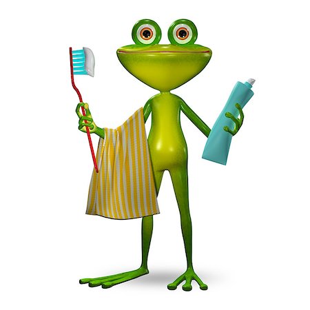 3d Illustration Frog with Toothpaste Cleans Teeth Stock Photo - Budget Royalty-Free & Subscription, Code: 400-09010954