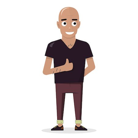 The man on the white background shows the sign thumb up. Brutal bald character. Stock Photo - Budget Royalty-Free & Subscription, Code: 400-09011074