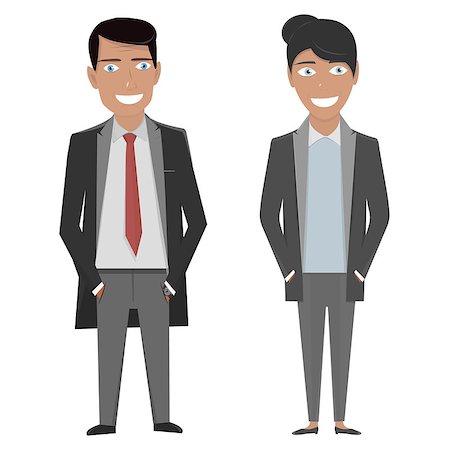Business woman and man. Vector character illustration on the white background. Stock Photo - Budget Royalty-Free & Subscription, Code: 400-09011075