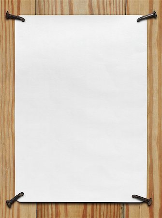 A clean sheet of cardboard nailed to a wooden wall Foto de stock - Super Valor sin royalties y Suscripción, Código: 400-09011092