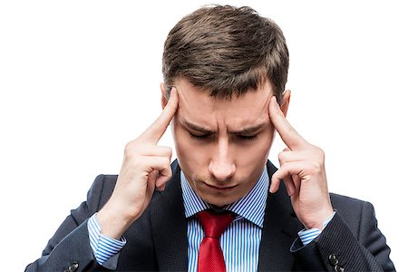simsearch:400-07624970,k - Portrait of a businessman with a strong headache and troubles in business on a white background Foto de stock - Super Valor sin royalties y Suscripción, Código: 400-09011114