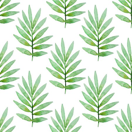 simsearch:400-09011216,k - Summer tropical watercolor seamless pattern with green branch Foto de stock - Super Valor sin royalties y Suscripción, Código: 400-09011218