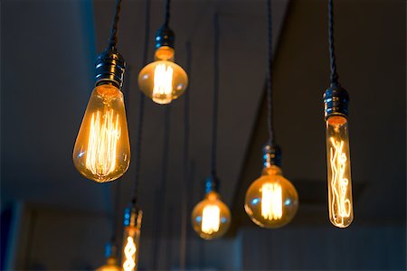 simsearch:400-05288850,k - Old retro lamps hang from the ceiling Stock Photo - Budget Royalty-Free & Subscription, Code: 400-09011412