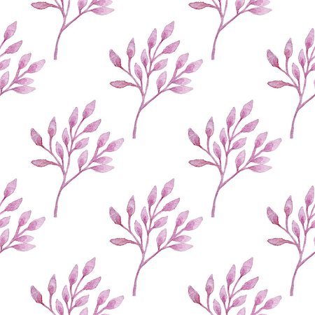simsearch:400-09011216,k - Floral watercolor seamless pattern with pink branch on a white background Foto de stock - Super Valor sin royalties y Suscripción, Código: 400-09011449