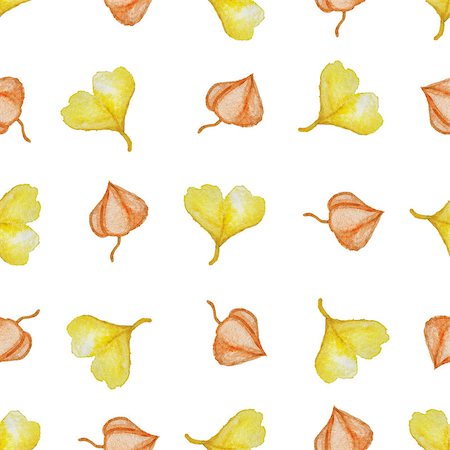 simsearch:400-09011216,k - Floral watercolor seamless pattern with yellow autumn leaves on a white background Foto de stock - Super Valor sin royalties y Suscripción, Código: 400-09011455