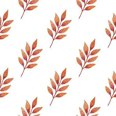 simsearch:400-09011216,k - Floral watercolor seamless pattern with orange autumn leaves on a white background Foto de stock - Super Valor sin royalties y Suscripción, Código: 400-09011456