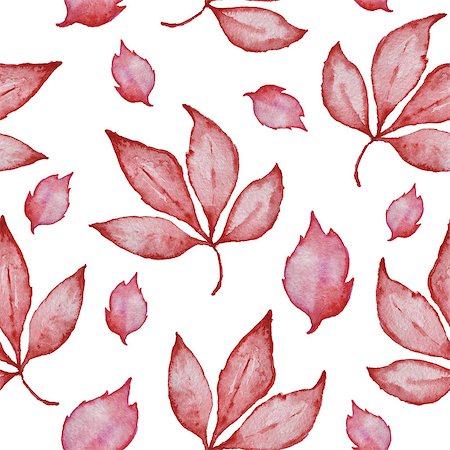 simsearch:400-09011216,k - Floral watercolor seamless pattern with red autumn leaves on a white background Foto de stock - Super Valor sin royalties y Suscripción, Código: 400-09011450