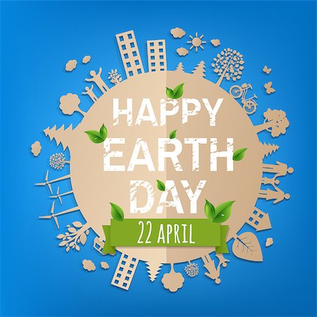 simsearch:400-05730843,k - Happy Earth Day Postcard With Gradient Mesh, Vector Illustration Stock Photo - Budget Royalty-Free & Subscription, Code: 400-09028378