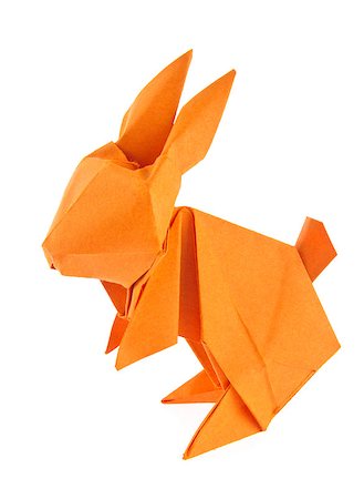 simsearch:400-09170569,k - Orange easter bunny of origami, isolated on white background Foto de stock - Super Valor sin royalties y Suscripción, Código: 400-09028409