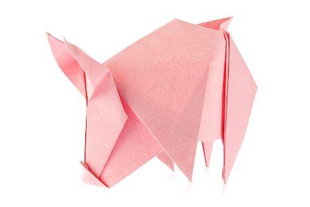 simsearch:400-09170569,k - Pink pig of origami, isolated on white background. Foto de stock - Super Valor sin royalties y Suscripción, Código: 400-09028466