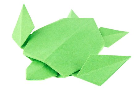 simsearch:400-09170569,k - Green sea turtle of origami, isolated on white background. Foto de stock - Super Valor sin royalties y Suscripción, Código: 400-09028484