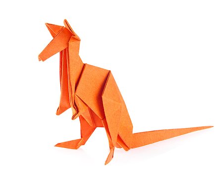 simsearch:400-09170569,k - Orange kangaroo of origami, isolated on white background Foto de stock - Super Valor sin royalties y Suscripción, Código: 400-09028485
