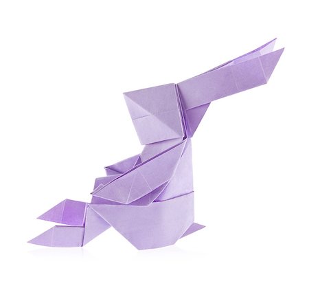 simsearch:400-09170569,k - Violet easter bunny of origami, isolated on white background. Foto de stock - Super Valor sin royalties y Suscripción, Código: 400-09028496