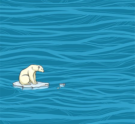 simsearch:400-05361275,k - Polar bear sitting on a melting ice in a midst of polluted sea. Global pollution problem. Foto de stock - Super Valor sin royalties y Suscripción, Código: 400-09028506