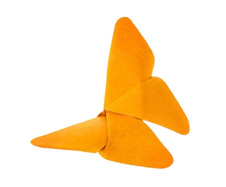 simsearch:400-09170569,k - Orange butterfly of origami, isolated on white background. Foto de stock - Super Valor sin royalties y Suscripción, Código: 400-09028517