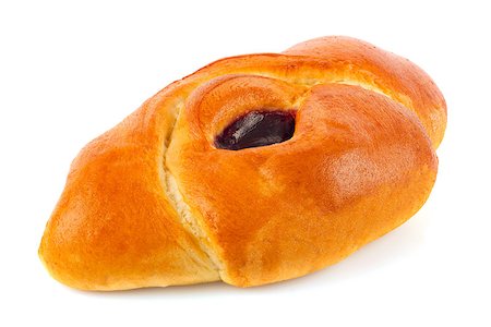 simsearch:400-08790548,k - Fresh baking bun with jam, isolated on white background. Foto de stock - Super Valor sin royalties y Suscripción, Código: 400-09028571