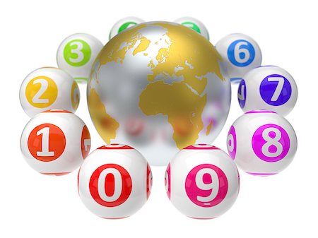 simsearch:700-00616801,k - 3d illustration of lottery balls and world. bearth surrounded with big balls. isolated on white. Fotografie stock - Microstock e Abbonamento, Codice: 400-09028603