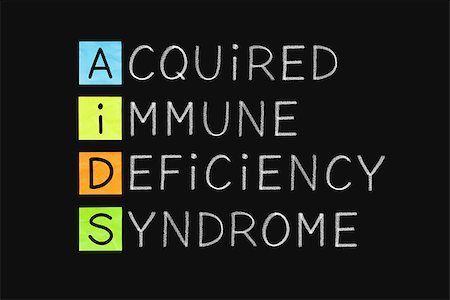 simsearch:400-08341383,k - AIDS acronym Acquired Immune Deficiency Syndrome handwritten with white chalk on blackboard. Stock Photo - Budget Royalty-Free & Subscription, Code: 400-09028995