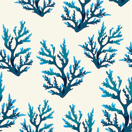 simsearch:400-09029281,k - Seamless pattern with blue corals. Vector underwater wallpaper. Stockbilder - Microstock & Abonnement, Bildnummer: 400-09029282