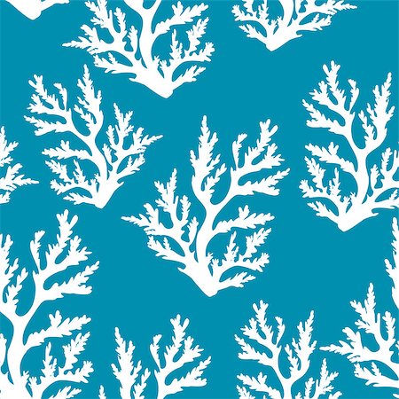 simsearch:400-09029281,k - Seamless underwater pattern with silhouette of corals on a blue background. Vector sea wallpaper. Stockbilder - Microstock & Abonnement, Bildnummer: 400-09029283