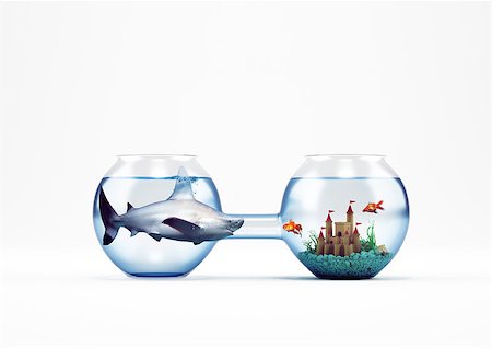simsearch:400-09112433,k - Big fish can not pass in the ampoule with the castle. 3D Rendering Stockbilder - Microstock & Abonnement, Bildnummer: 400-09029664