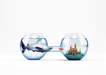 simsearch:400-09112433,k - Big fish can not pass in the ampoule with the castle. 3D Rendering Stockbilder - Microstock & Abonnement, Bildnummer: 400-09029754