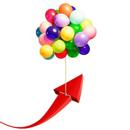 simsearch:400-08668627,k - Arrow raised by flying balloons. fly to economic success Stock Photo - Budget Royalty-Free & Subscription, Code: 400-09029771