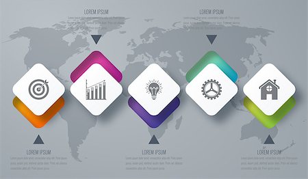 simsearch:400-07423002,k - Infographic template of square elements. Business concept with 5 options, steps, parts, segments. Vector banner for web, timeline infographics, workflow layout, diagram, chart, annual report Foto de stock - Super Valor sin royalties y Suscripción, Código: 400-09029961