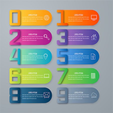 Infographic design template and business concept with 10 options, parts, steps or processes. Can be used for work flow layout, diagram, number options, web design. Foto de stock - Super Valor sin royalties y Suscripción, Código: 400-09030245