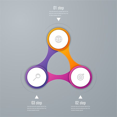 simsearch:400-07423002,k - Vector for infographic. Template for cycle diagram, graph, presentation and round chart. Business concept with 3 options, parts, steps or processes. Data visualization. Foto de stock - Super Valor sin royalties y Suscripción, Código: 400-09030256