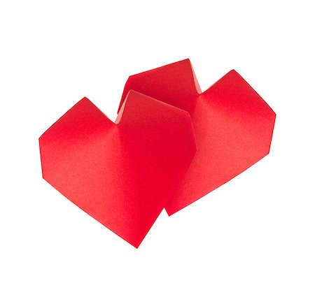 simsearch:400-09170569,k - Red 3d hearts of origami, isolated on white background. Foto de stock - Super Valor sin royalties y Suscripción, Código: 400-09030291
