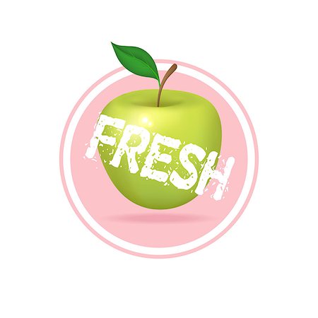 Apple drink minimalistic label design. Fresh fruit juice sticker illustration Stock Photo - Budget Royalty-Free & Subscription, Code: 400-09030415